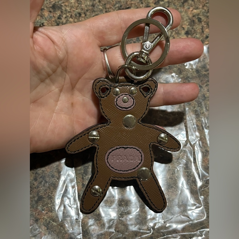 Prada Bear Leather Brown and Pink Bag Charm - Picture 2 of 4